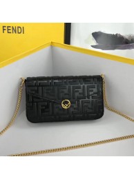 Best Replica Fendi WALLET ON CHAIN WITH POUCHES leather mini-bag 8BS032 black Tl13066bj75