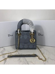 Best Replica MINI LADY DIOR TOTE BAG IN EMBROIDERED CANVAS C4531 grey blue Tl9118zU69