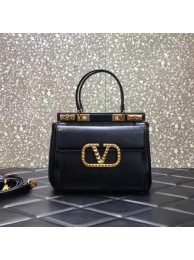 Best Replica VALENTINO GARAVANI Rockstud Alcove Medium grain calf leather 2B0J41 black Tl19338zU69