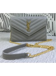 Best Replica YSL Classic Monogramme Flap Bag Cannage Pattern Y377828S Grey Tl15256bj75