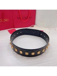 Best Valentino Original Calf Leather Belt 7.0CM V96788 Black Tl20757kr25