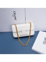 Celine CHAIN SHOULDER BAG TRIOMPHE IN SHINY CALFSKIN 199243 WHITE Tl4718qB82