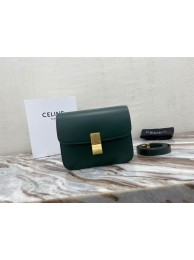 Celine Classic Box Teen Flap Bag Original Calfskin Leather 3379 Dark Green Tl4737XW58