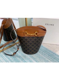 CELINE MEDIUM TAMBOUR BAG IN TRIOMPHE CANVAS 192072 brown Tl4820TV86