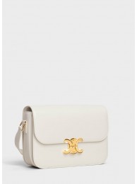 CELINE MEDIUM TRIOMPHE BAG IN SHINY CALFSKIN CL87363 WHITE Tl4993vX95