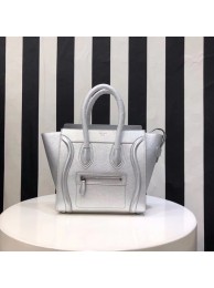 CELINE MICRO LUGGAGE HANDBAG IN LAMINATED LAMBSKIN 167793-26 silver Tl4899fH28