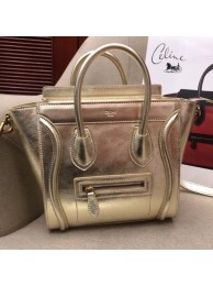 CELINE MICRO LUGGAGE HANDBAG IN LAMINATED LAMBSKIN 189793 GOLD Tl4970Wi77