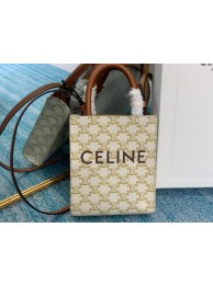 Celine MINI CABAS VERTICAL IN TRIOMPHE CANVAS 194372 white Tl4728io33