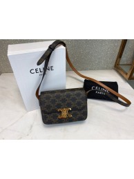 Celine MINI FOLCO BAG IN TRIOMPHE CANVAS CL01503 tan Tl4879va68