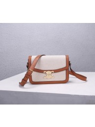 Celine TEEN TRIOMPHE BAG IN TRIOMPHE CANVAS AND CALFSKIN CL87368 white Tl4865aj95