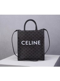 Celine TEEN TRIOMPHE BAG IN TRIOMPHE CANVAS AND CALFSKIN CL91542 BLACK Tl4856pB23