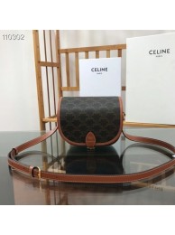 Celine TRIOMPHE SHOULDER BAG IN TRIOMPHE CANVAS AND CALFKSIN 191502 black Tl4783Pu45