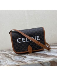 Celine TRIOMPHE SHOULDER BAG IN TRIOMPHE CANVAS AND CALFKSIN 193902 BLACK Tl4754Kf26