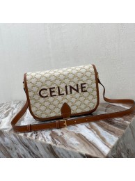 Celine TRIOMPHE SHOULDER BAG IN TRIOMPHE CANVAS AND CALFKSIN 193902 WHITE Tl4755lk46