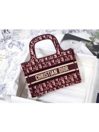 Cheap Copy MINI DIORAMOUR DIOR BOOK TOTE Burgundy Cannage Embroidered Velvet S5475ZB Tl8890Eq45