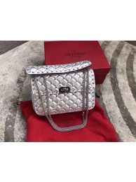 Cheap VALENTINO Rockstud medium leather shoulder bag 0123 silver Tl19711ZZ98