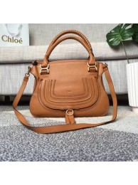 Chloe Marcie original Calfskin Leather Top Handle Bag 166320 camel Tl17956EW67