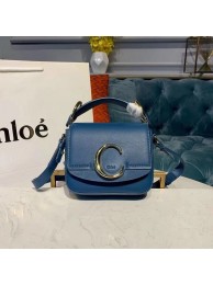 Chloe Original Calfskin Leather Top Handle Small Bag 3S030 Blue Tl17925hT91