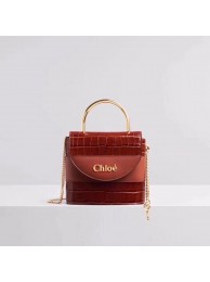 Chloe Original Crocodile skin Leather Top Handle Small Bag 3S030 Brown Tl17915FA31