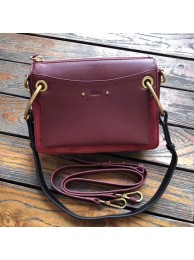 CHLOE Roy leather and suede small shoulder bag 20657 Plum purple Tl17952uk46