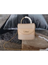 Chloe Small Aby Lock Chain Bag in Embossed Lizard Effect on Calfskin & Goatskin 3S035 Apricot Tl17921Cw85