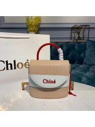 Chloe Small Aby Lock Chain Bag in Embossed Lizard Effect on Calfskin & Goatskin 3S035 White Tl17923Pu45