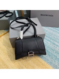 Copy 1:1 Balenciaga HOURGLASS XS TOP HANDLE BAG Grained calsfkin B108896 black Tl15973xD64