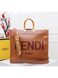 Copy 1:1 FENDI Shopper leather bag F6398 Brown Tl13053xD64