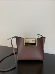 Copy 1:1 FENDI WAY small leather bag 5FB6846 Dark brown Tl12688xD64