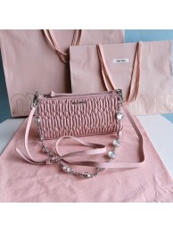 Copy 1:1 miu miu Matelasse Nappa Leather Shoulder Bag 6BH225 pink Tl18528xD64