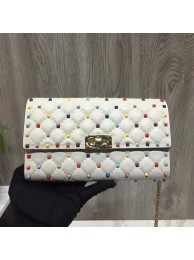 Copy 1:1 VALENTINO Rockstud Spike quilted clutch 72610 white Tl19623xD64