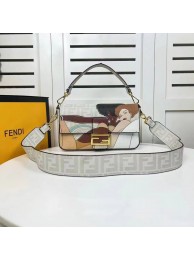 Copy Fendi FF glazed fabric bag with inlay Baguette F0705 gray Tl12547Zn71