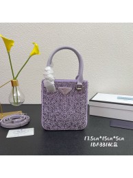 Copy Prada leather small-bag with artificial crystals tote 1BC331 Purple Tl5842Kn92