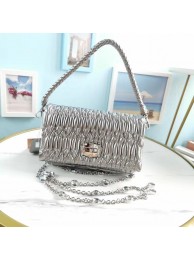 Designer Replica miu miu Matelasse Nappa Leather Shoulder Bag 5BP012M Silver Tl18577CF36