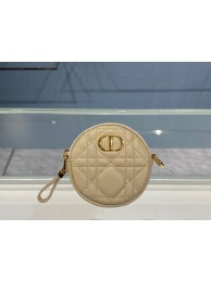 DETACHABLE DIOR CARO ROUND COIN PURSE S5035U Beige Tl9274oK58