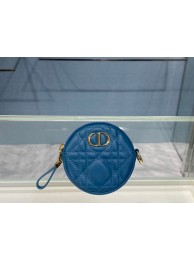 DETACHABLE DIOR CARO ROUND COIN PURSE S5035U BLUE Tl9275vK93