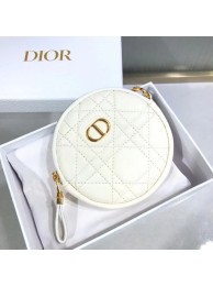 DETACHABLE DIOR CARO ROUND COIN PURSE S5035U white Tl9270Mn81