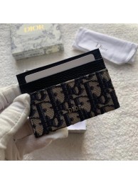 Dior 30 MONTAIGNE FLAT CARD HOLDER Blue Dior Oblique Jacquard S2098 Tl9296DV39