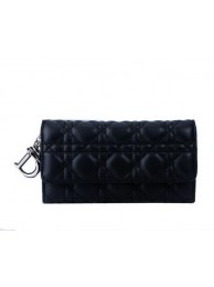 Dior Bi-Flod Wallet in Lambskin Leahter CD086 Black Tl9319Hn31