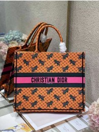 DIOR BOOK TOTE Orange Multicolor Dragon & Fire Embroidery M1286ZR Tl8633vN22