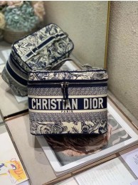 DIOR DIORTRAVEL VANITY CASE Blue Dior Oblique Embroidery S5480VR Tl8574mV18