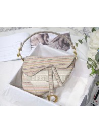 DIOR Embroidery Striped Color SADDLE BAG M0446C Beige Tl8721nV16