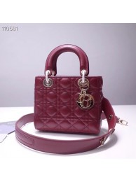 Dior lucky badges Original sheepskin Tote Bag A88035 burgundy Tl9230oJ62