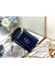 Dior MEDIUM 30 MONTAIGNE LOTUS PATENT CALFSKIN WALLET S2057 blue Tl9307vX33