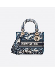 DIOR MEDIUM LADY D-LITE BAG Dark Blue Tree Cannage Embroidery M0565OREY Blue Tl8781Gp37