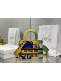 Dior MEDIUM LADY D-LITE BAG Embroidered C0420 yellow Tl8271Eb92