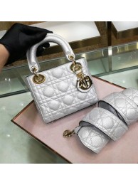 Dior MINI LADY DIOR CALFSKIN BAG M0573 Silvery white Tl9092np57