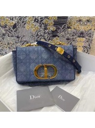 Dior SMALL DIOR CARO BAG Cannage Embroidery with Straw Effect M9241 blue Tl8732xh67