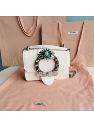 Fake 1:1 miu miu Matelasse Nappa Leather mini Shoulder Bag 5ED084 white Tl18543YK70