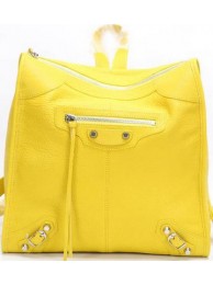 Fake Balenciaga Backpack Yellow Litchi Leather B68335 Silver Tl16068xR88